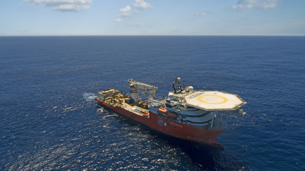 Een zoekschip naar MH370 in 2018.