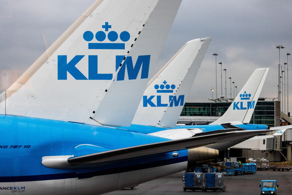 KLM-vliegtuigen op Schiphol.