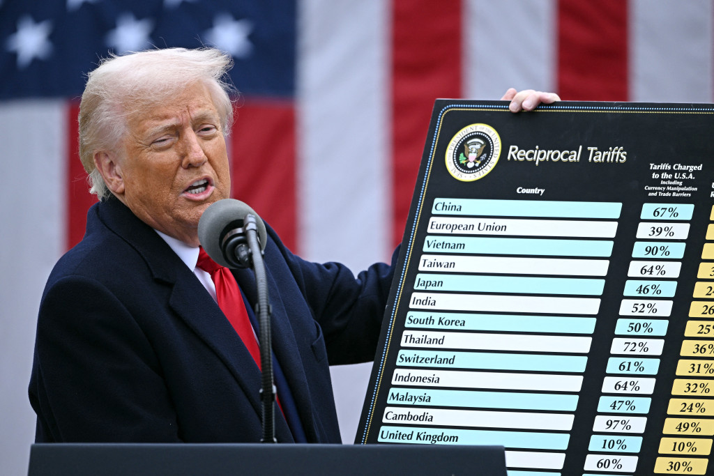 Donald Trump en de tarievenlijst.