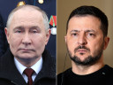 Vladimir Poetin en Volodimir Zelenski.