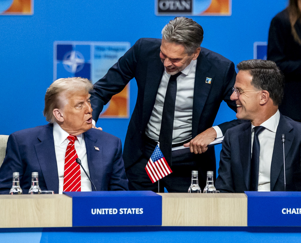 Donald Trump, Dick Schoof en Mark Rutte.