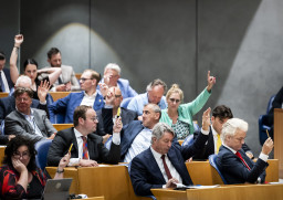 De fractie van de PVV tijdens de wekelijkse stemmingen in de Tweede Kamer.
