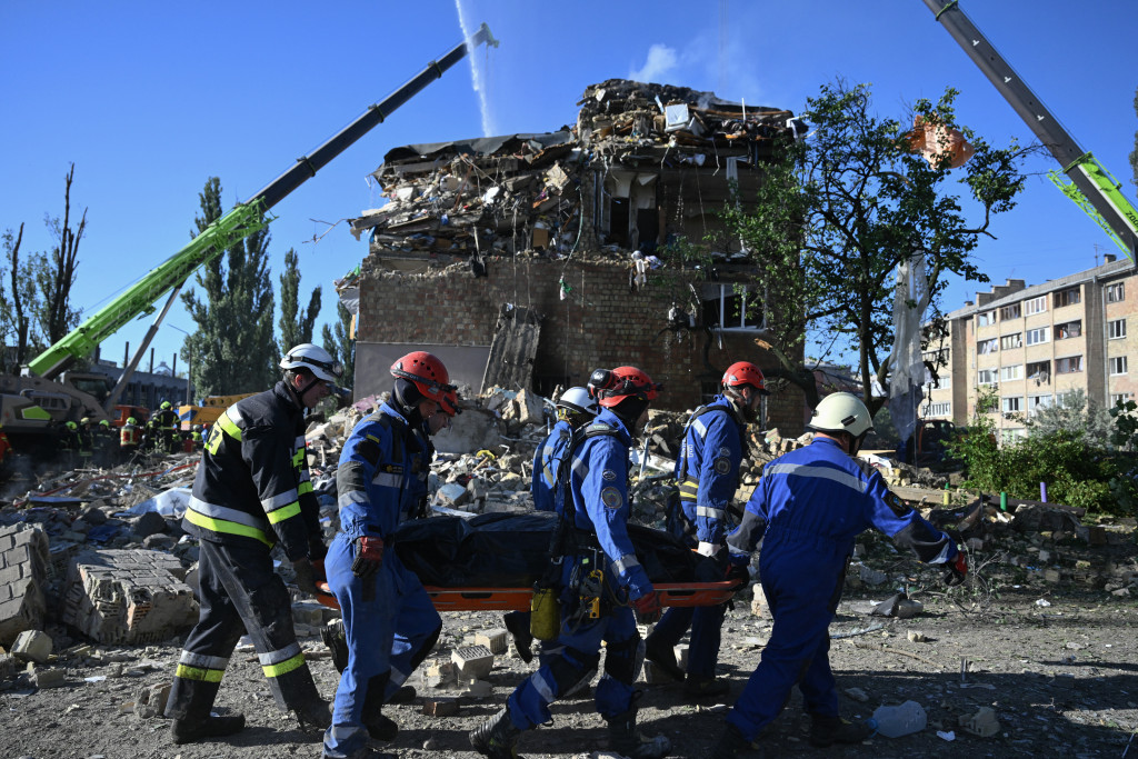 De verwoesting na de nachtelijke aanval op Kiev op 28 augustus 2025.