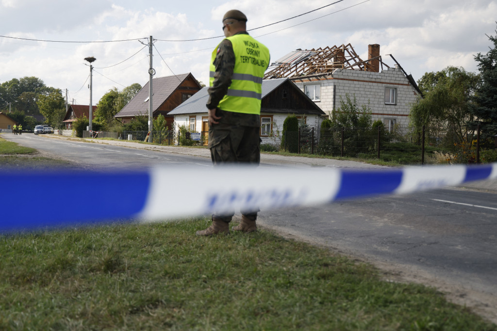 Droneschade aan een Pools huis.
