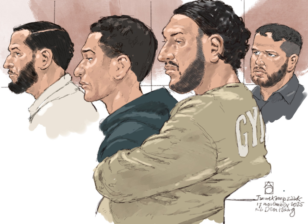 Rechtbanktekening van verdachten.