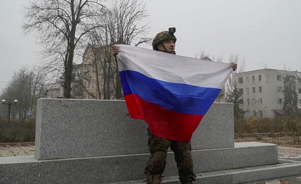 Een Russische soldaat in Pokrovsk.