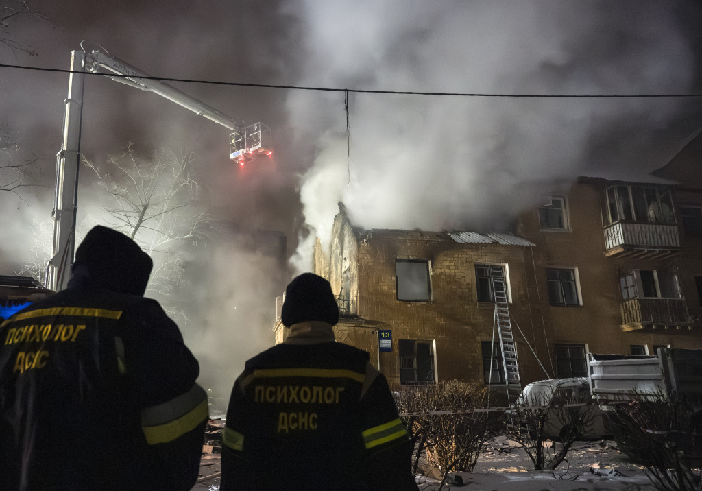 Kyiv na nachtelijke aanval.