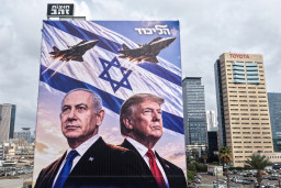 Billboard in Israël van Trump en Netanyahu.