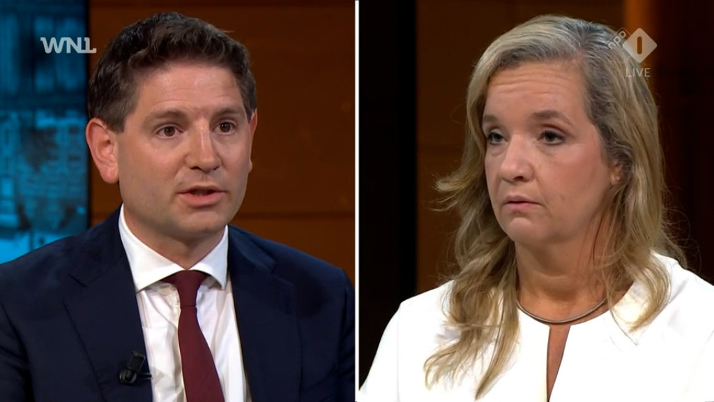 Jan Paternotte van D66 en CIDI-directeur Naomi Mestrum in WNL Op Zondag op NPO 1.