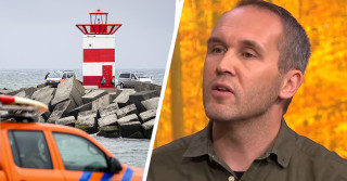Joris Kaper over surframp Scheveningen.