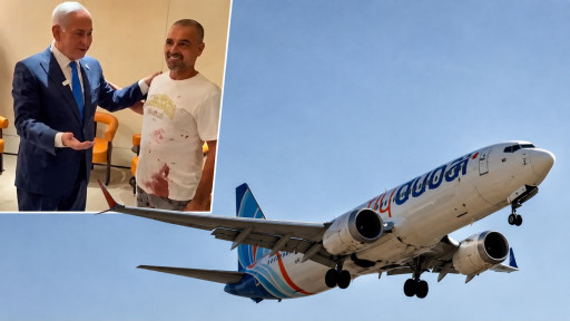 Benjamin Netanyahu en de passagier van Flydubai vlucht 1073.
