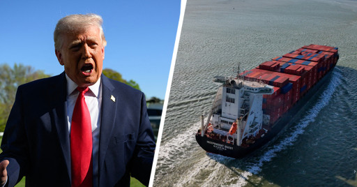 Donald Trump over Straat van Hormuz.