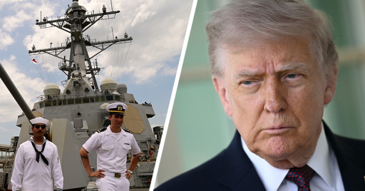 Donald Trump en Amerikaans marineschip.