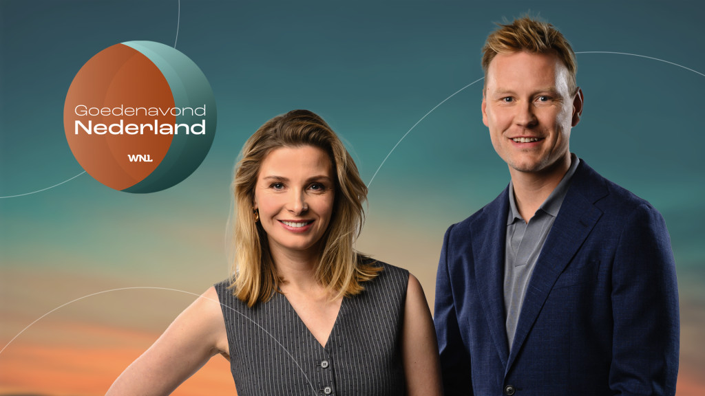 Welmoed Sijtsma en Sam Hagens presenteren Goedenavond Nederland.