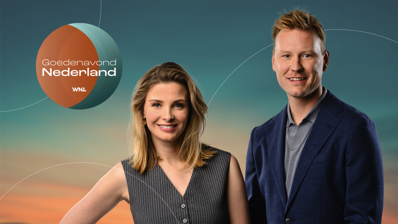 Welmoed Sijtsma en Sam Hagens presenteren Goedenavond Nederland.