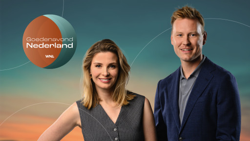 Welmoed Sijtsma en Sam Hagens presenteren Goedenavond Nederland.